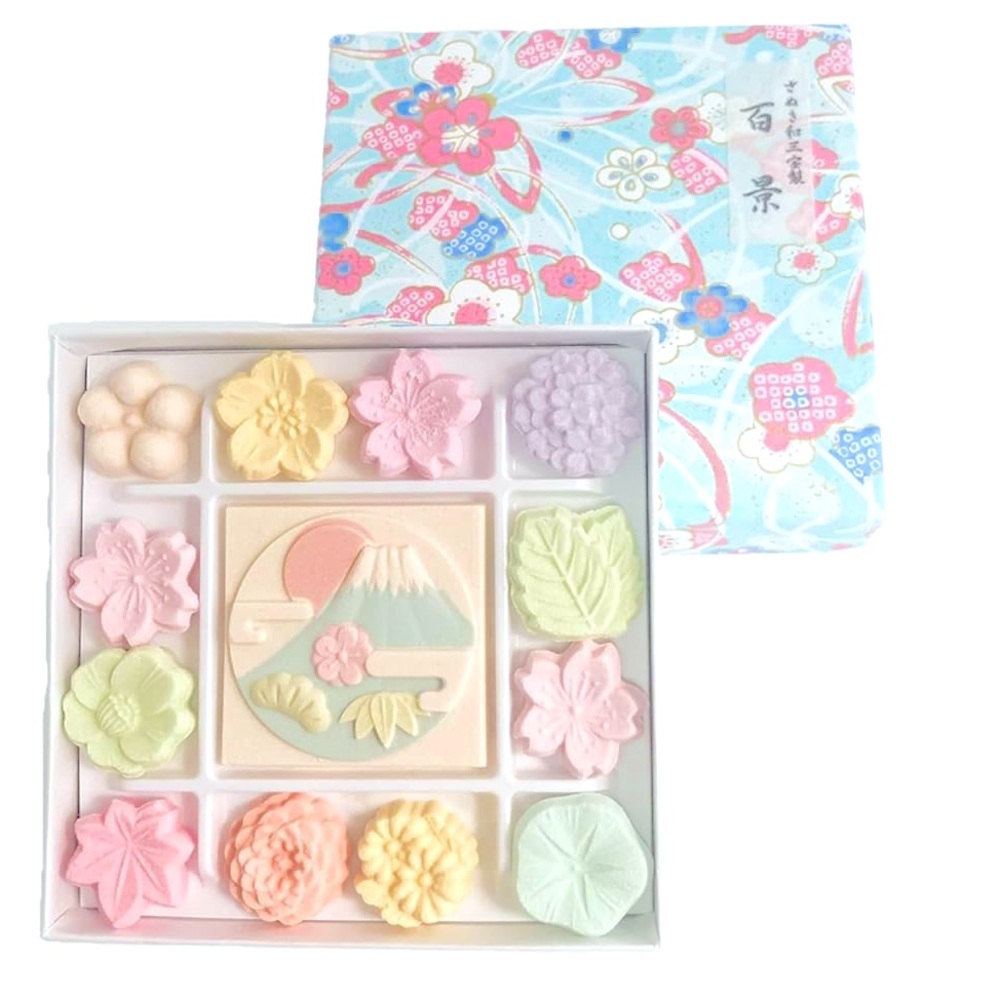 Mt Fuji 🍬🇯🇵 Art Baikodo Hyakkei Wasanbon Handmade Candy Assortment Dried Sweets